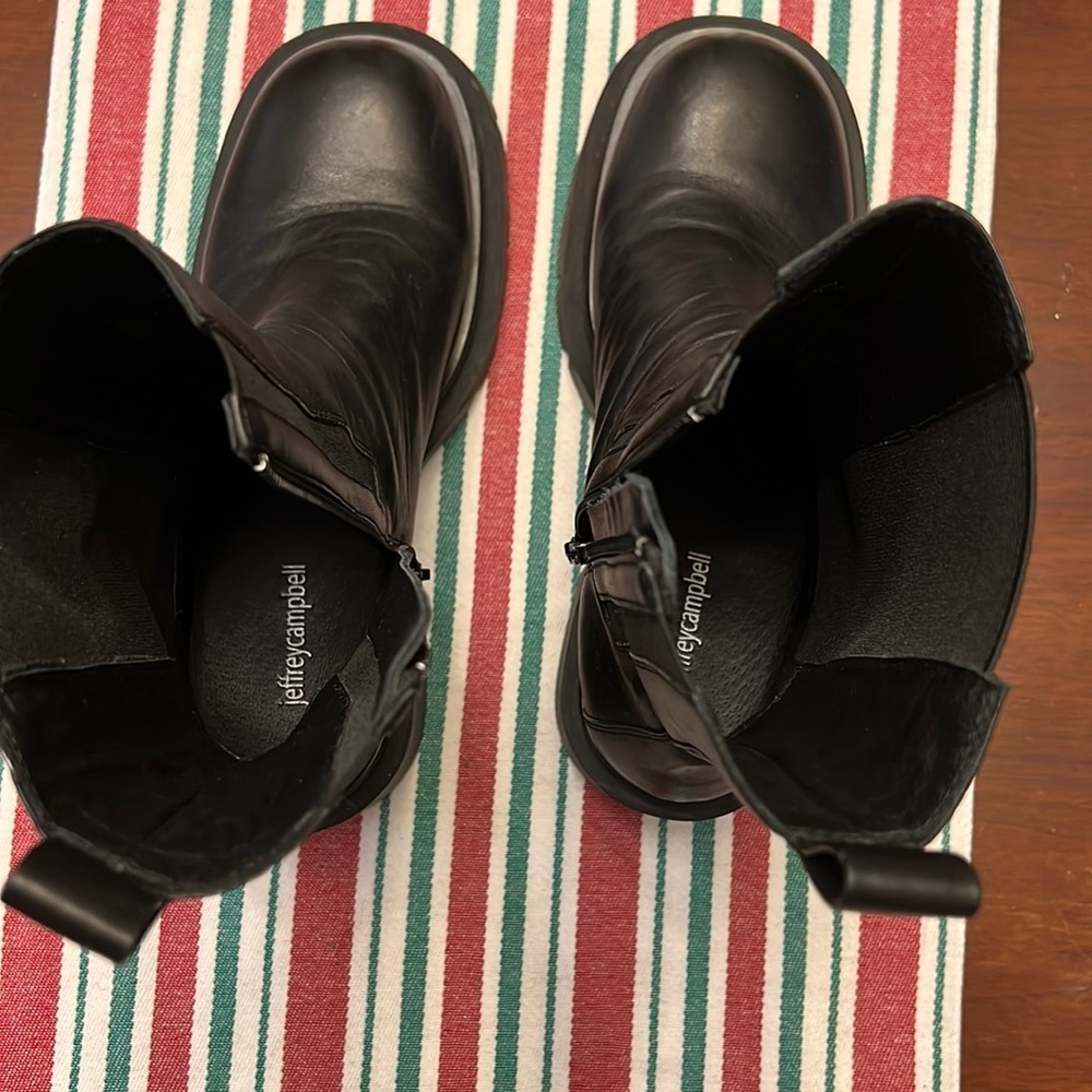 NEW Jeffrey Campbell Looped Platform Chelsea Boots Black Leather
